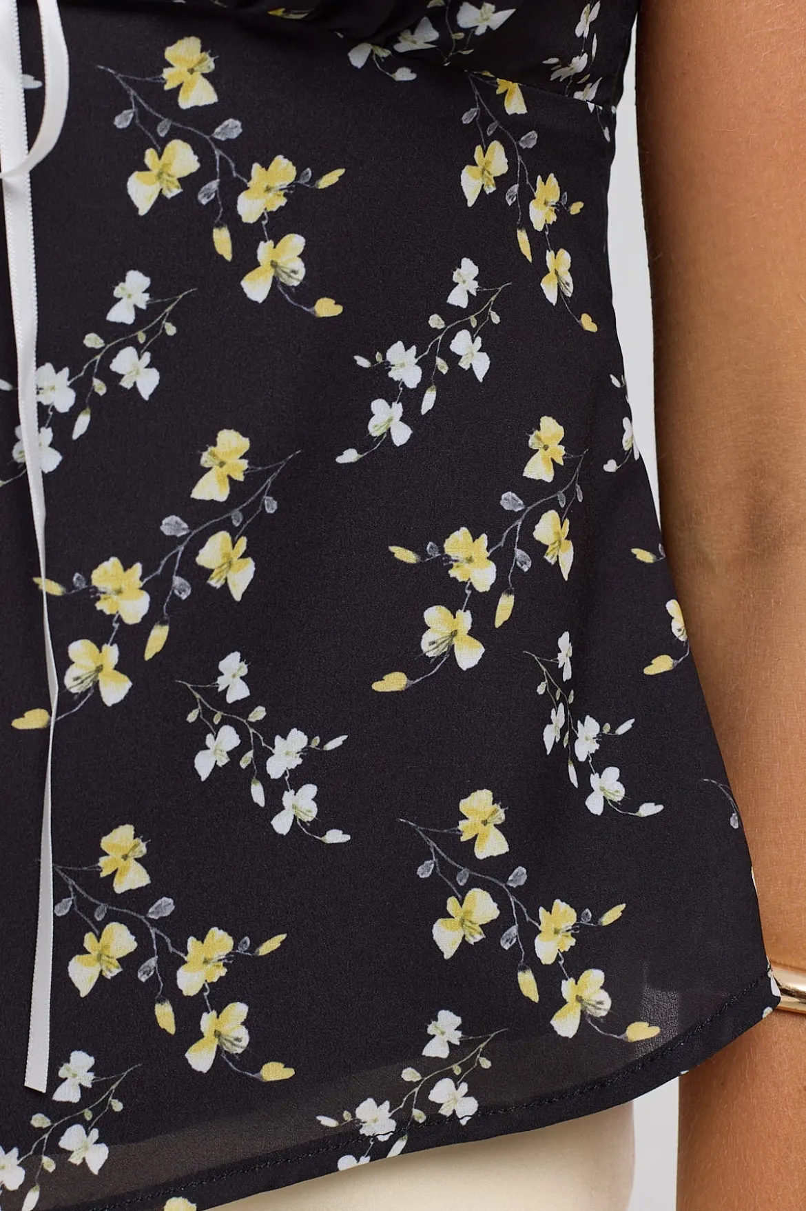 Midnight Meadows Lace Cami Top Yellow Floral