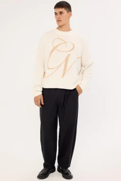 Midvale Cropped Knit Sweater Off White