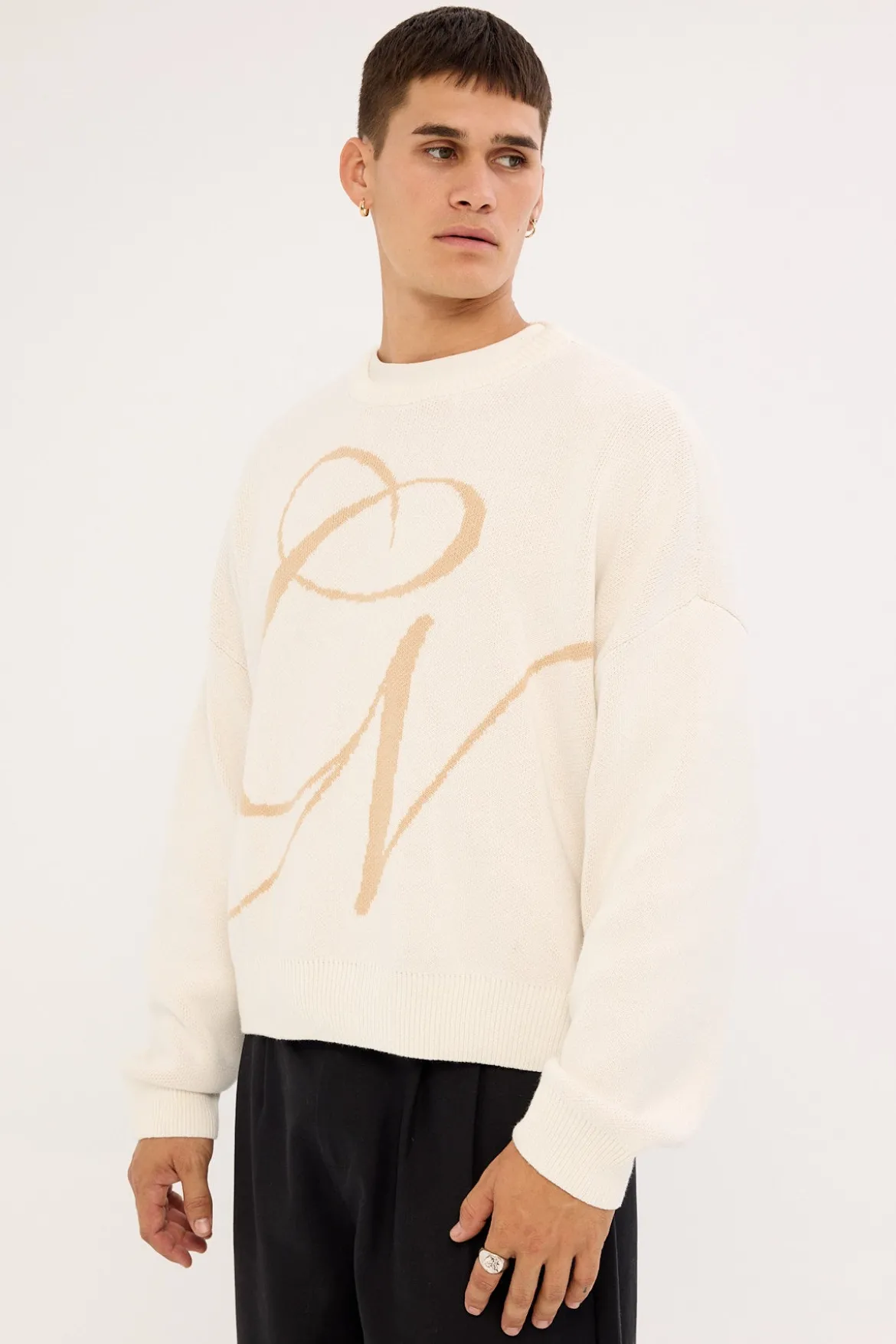 Midvale Cropped Knit Sweater Off White