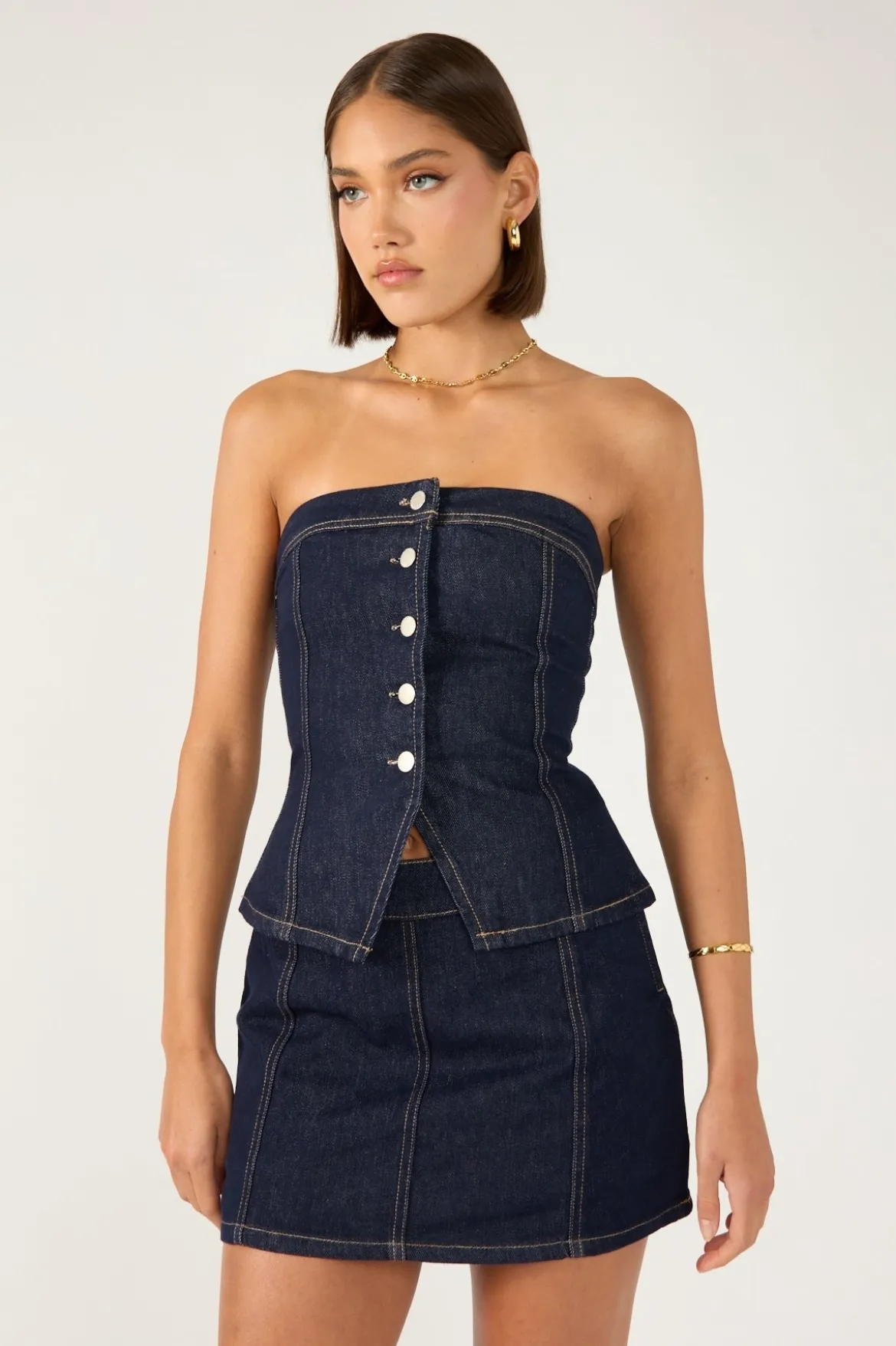 Mila Denim Mid Rise Skort Dark Blue Denim