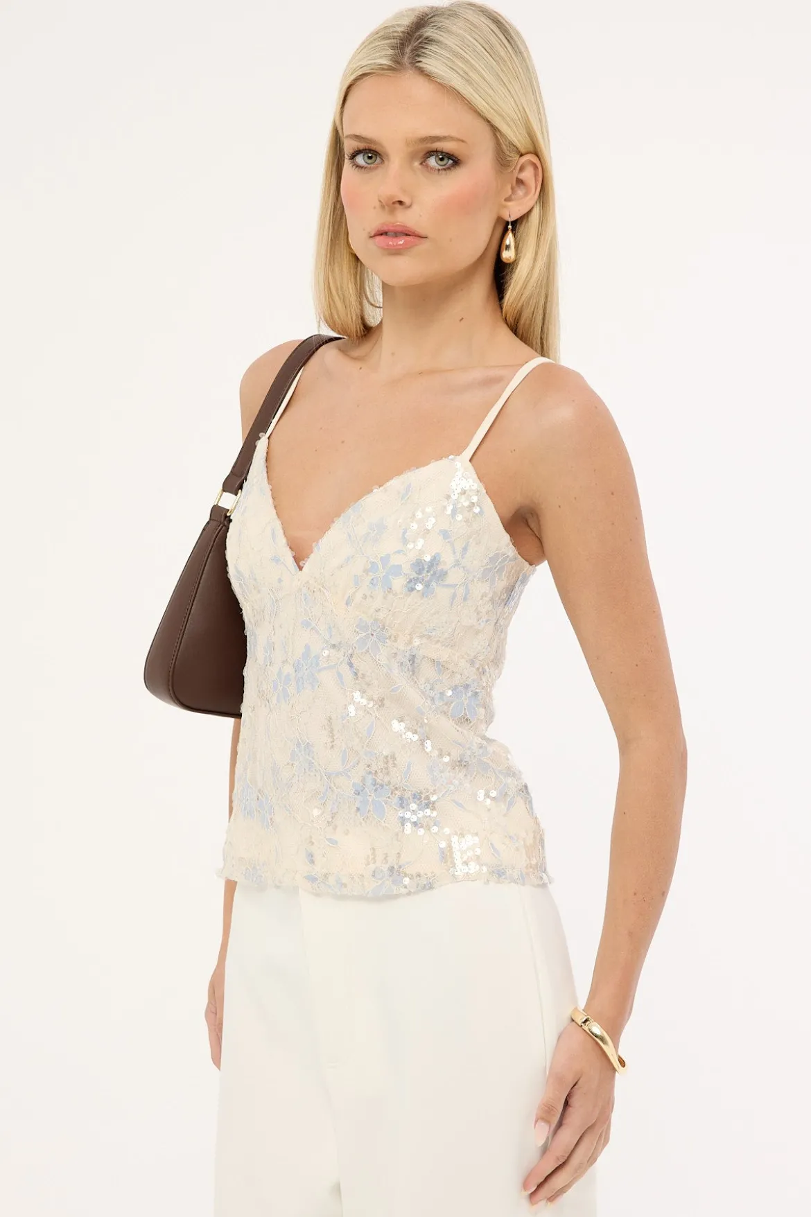 Mila Sequin Cami Top Cream