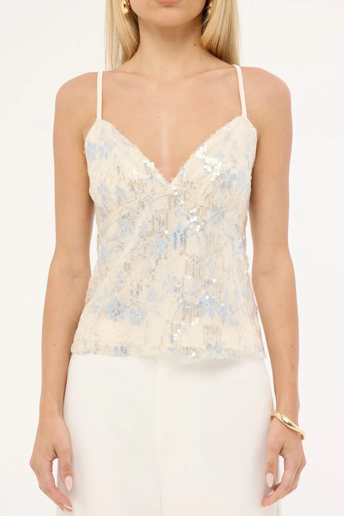 Mila Sequin Cami Top Cream