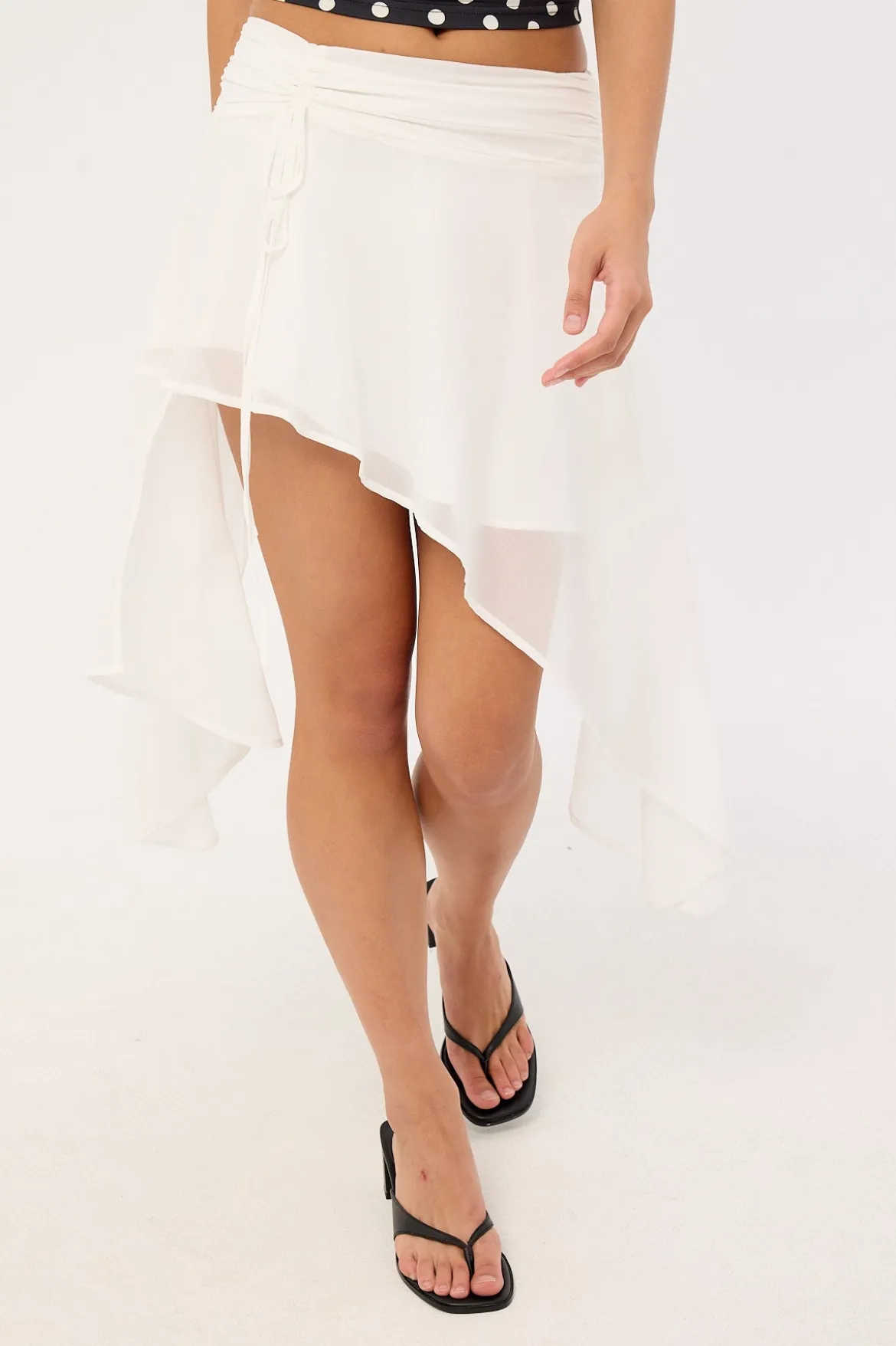 Milena Asymmetrical Midi Skirt White