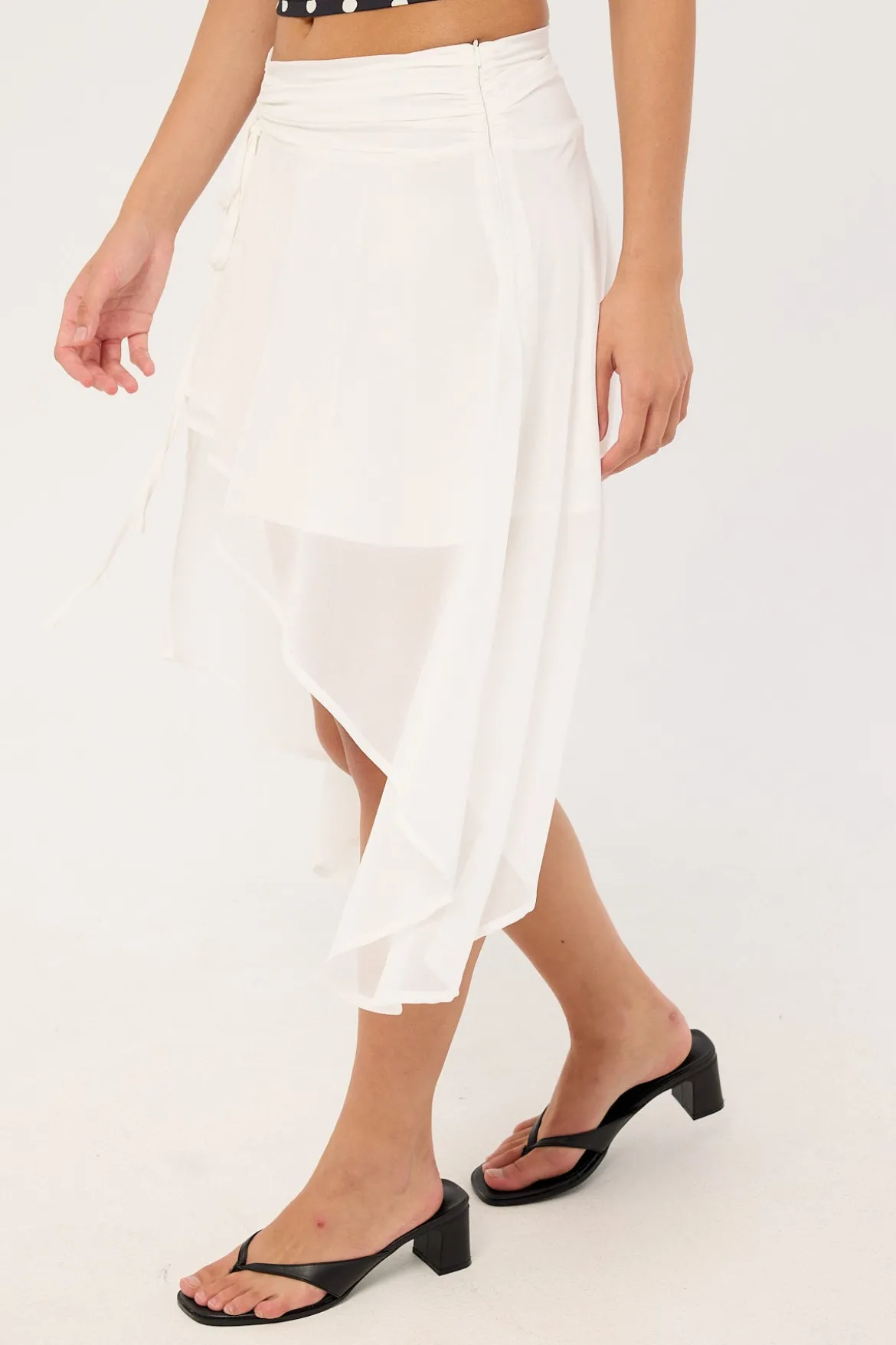 Milena Asymmetrical Midi Skirt White