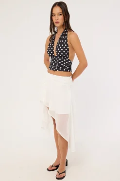 Milena Asymmetrical Midi Skirt White