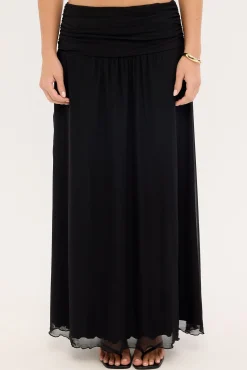 Miles Mesh Maxi Skirt Black