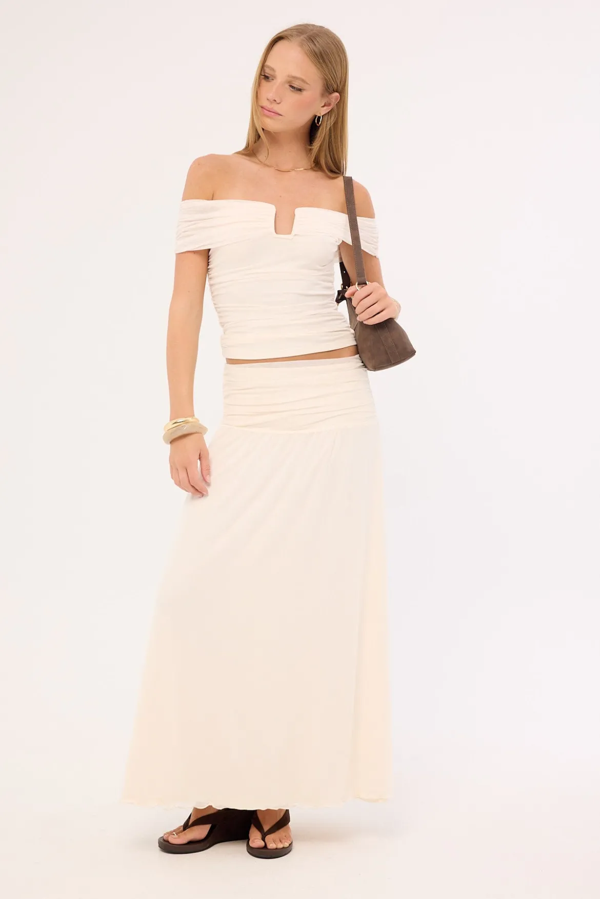 Millie Mesh Maxi Skirt Off White