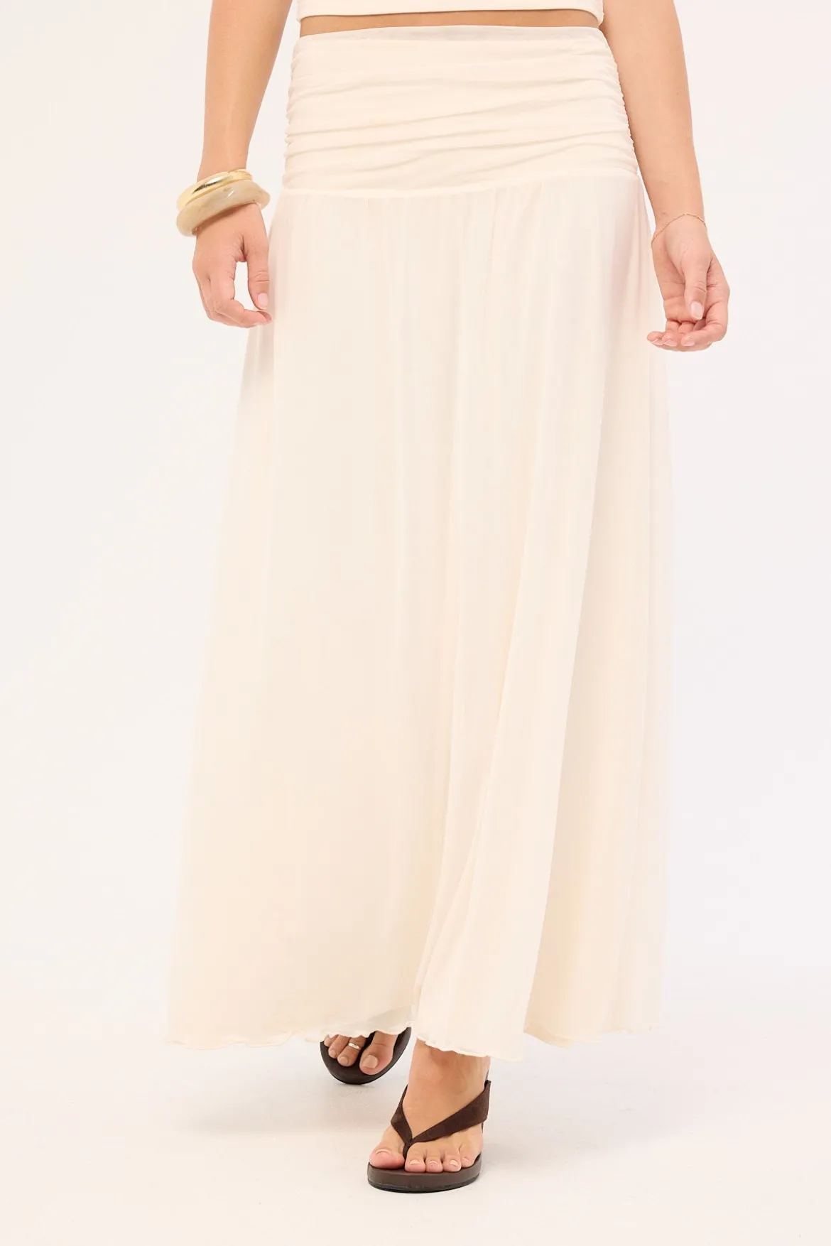 Millie Mesh Maxi Skirt Off White