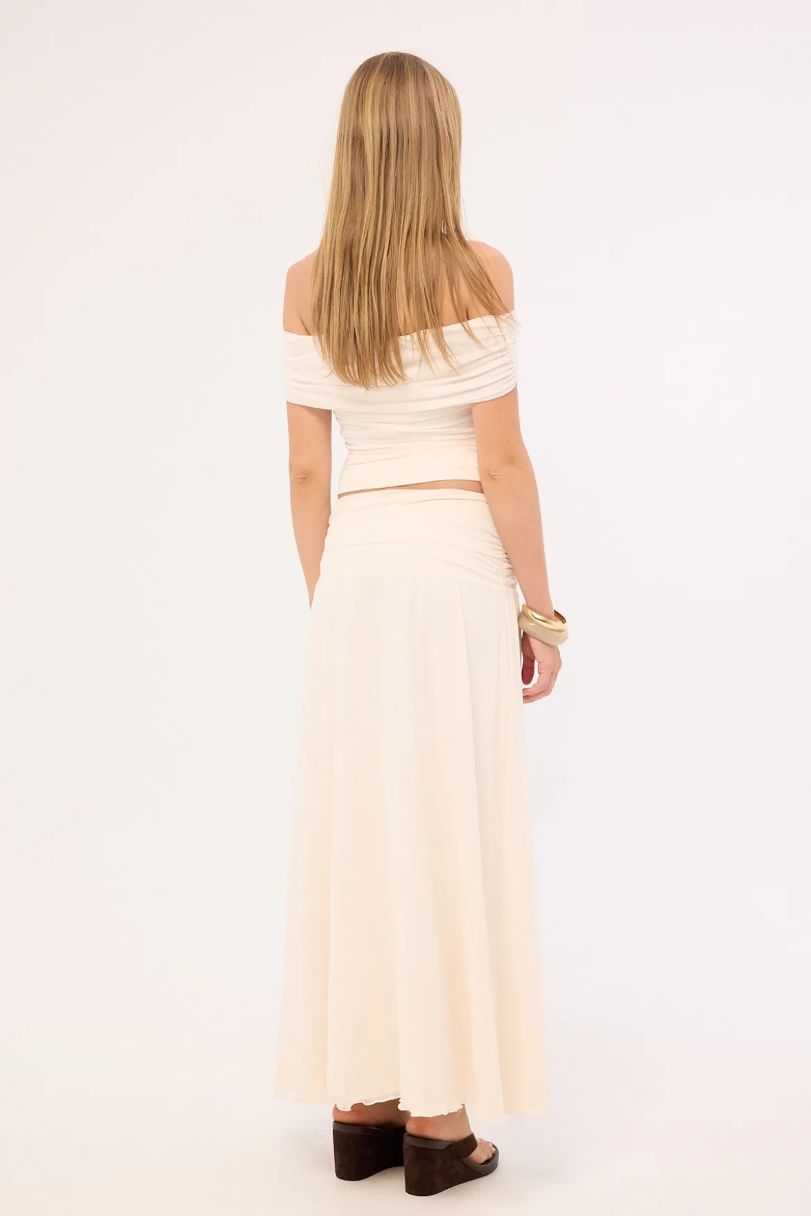 Millie Mesh Maxi Skirt Off White