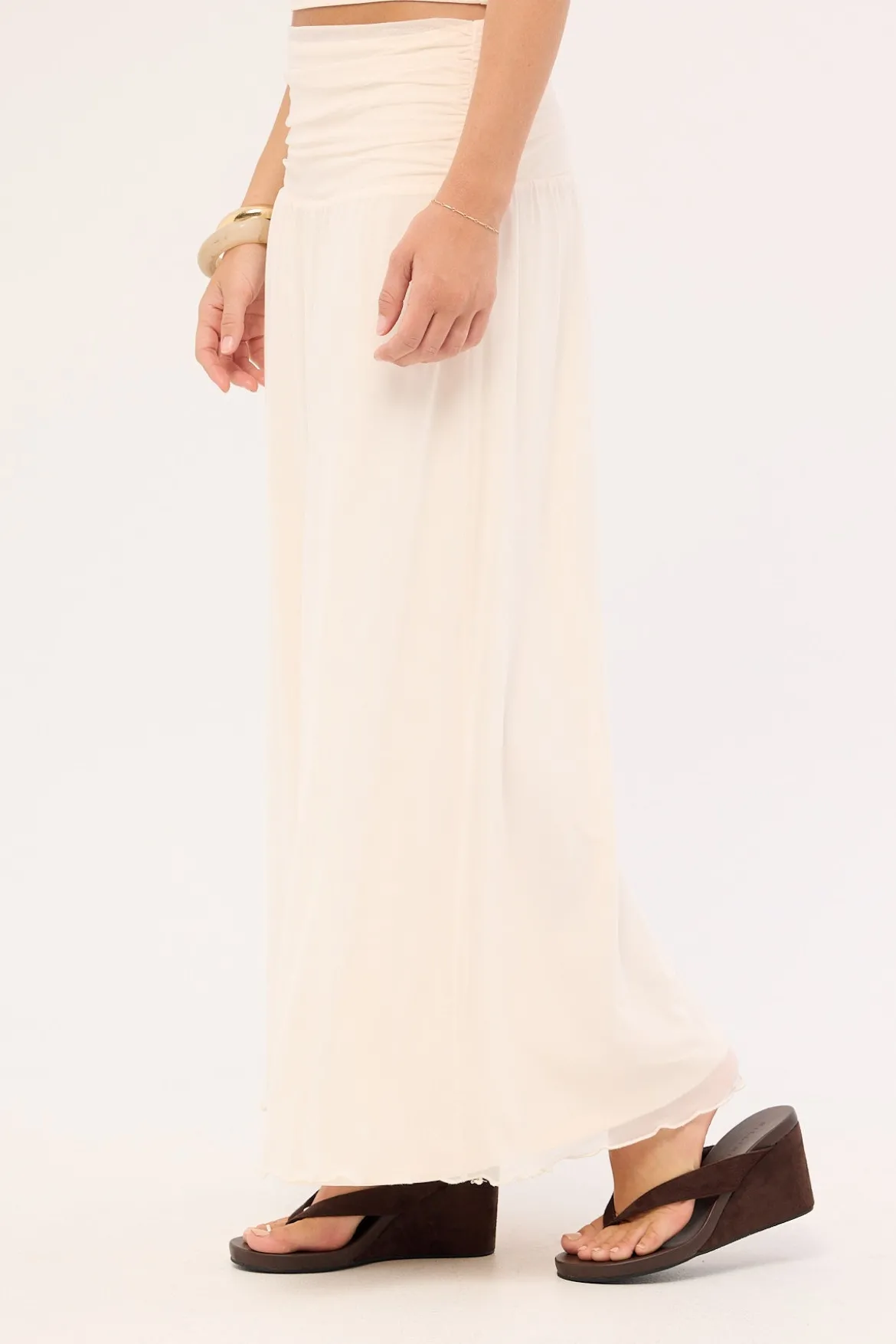 Millie Mesh Maxi Skirt Off White