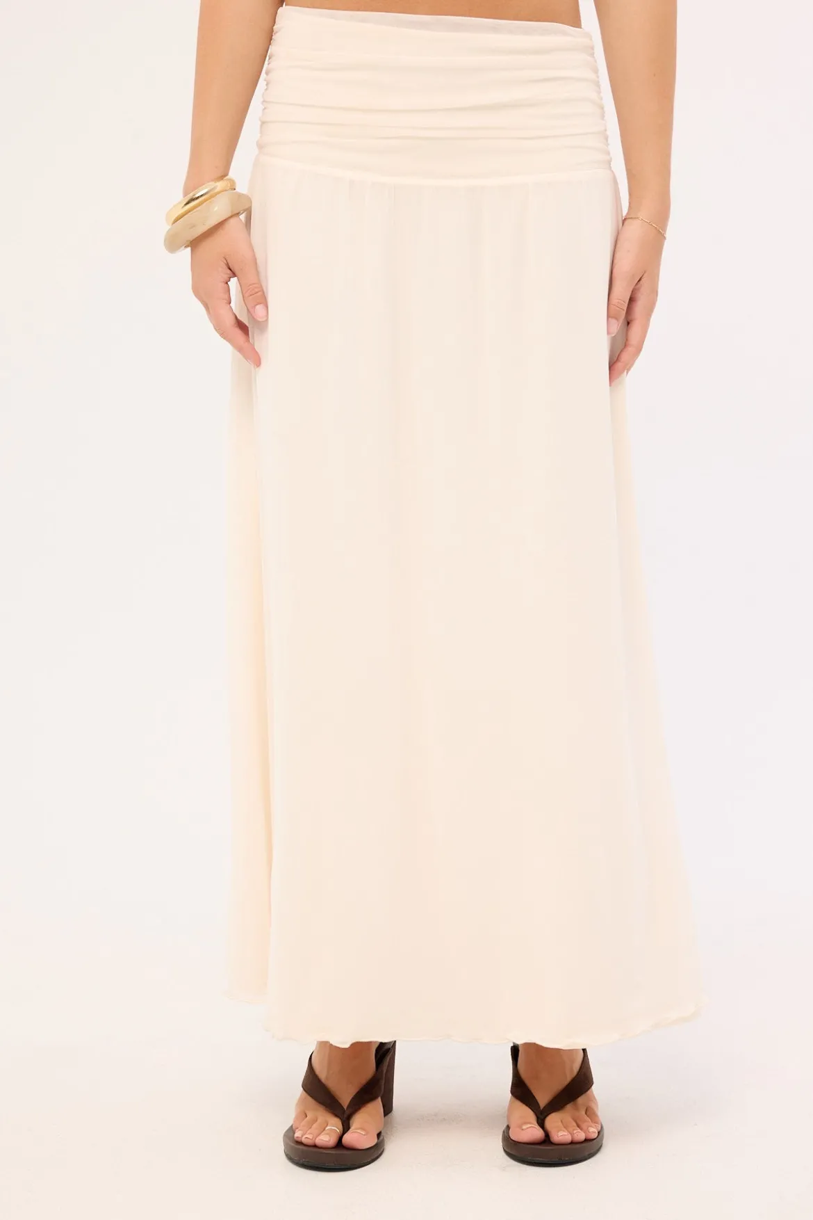 Millie Mesh Maxi Skirt Off White