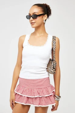 Mimi Frill Mini Skirt Red Gingham