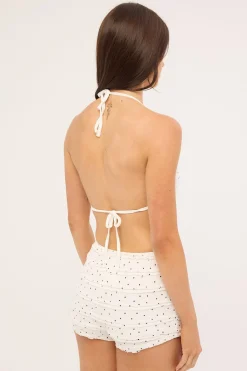 Mimi Frilly Polka Bralette White Polka