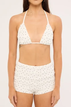 Mimi Frilly Polka Bralette White Polka