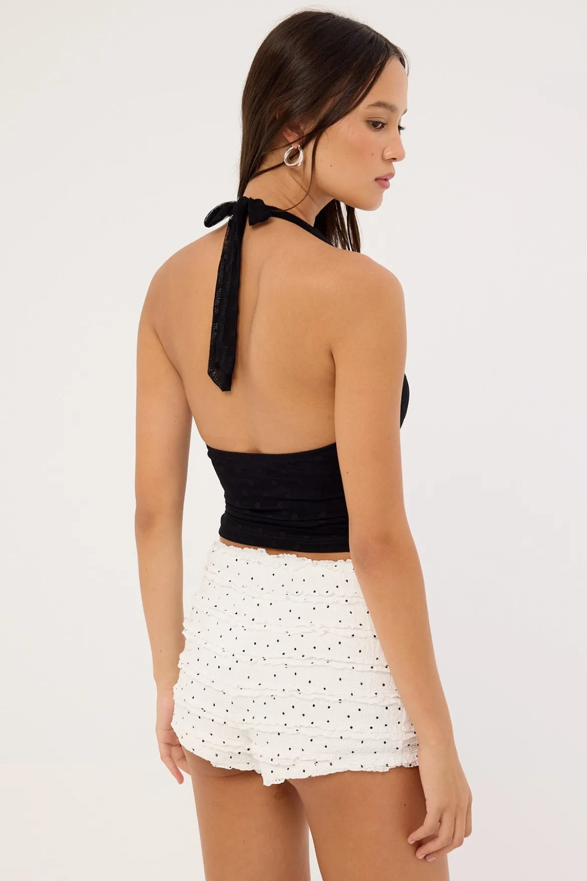 Mimi Frilly Polka Micro Shorts White Polka