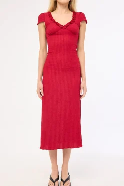 Mimsy Short Sleeve Midi Dress Red