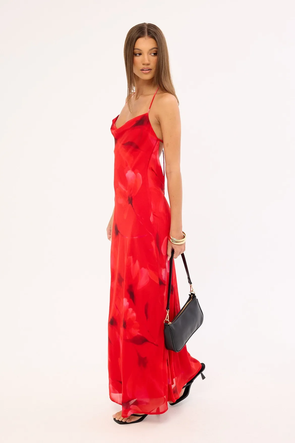 Mindy Halter Slip Maxi Dress Red Print