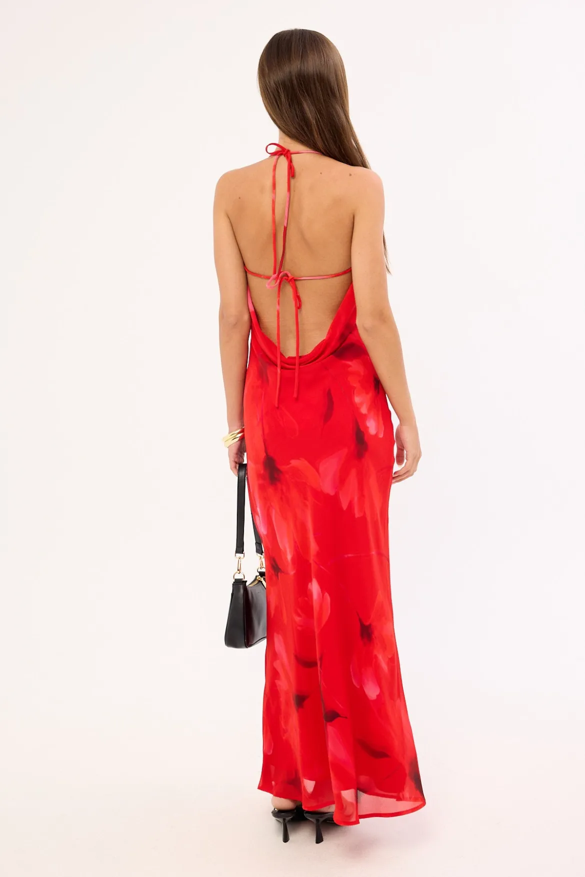 Mindy Halter Slip Maxi Dress Red Print
