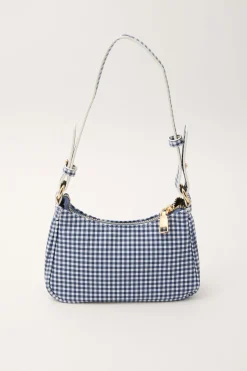Mini Gingham Pochette Shoulder Bag Navy Gingham