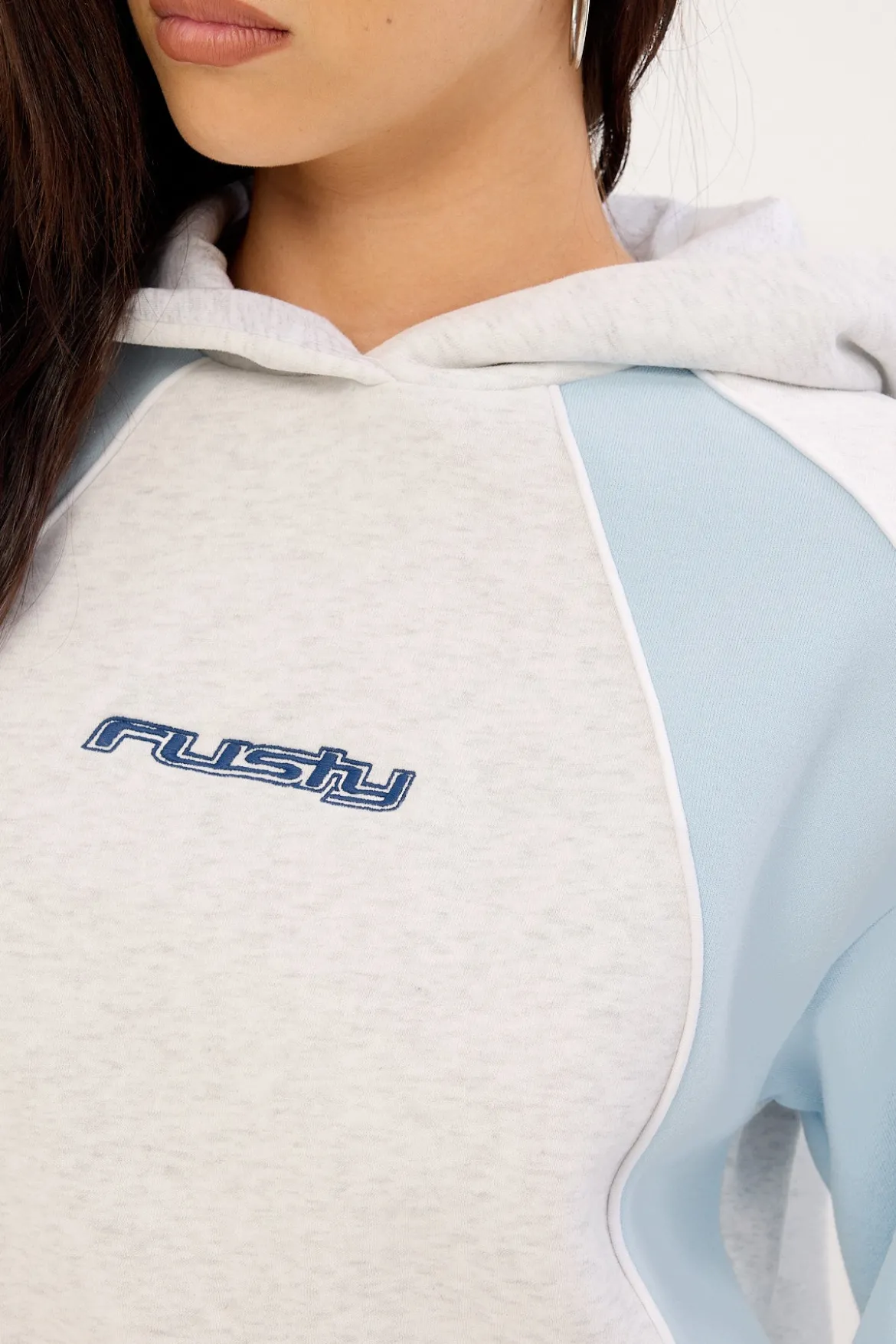 Mini Two Tides Cropped Hooded Fleece Ecru Marle