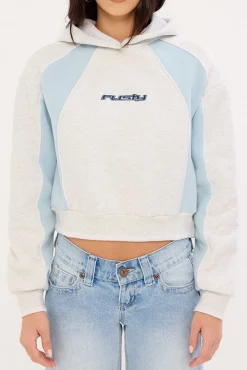 Mini Two Tides Cropped Hooded Fleece Ecru Marle
