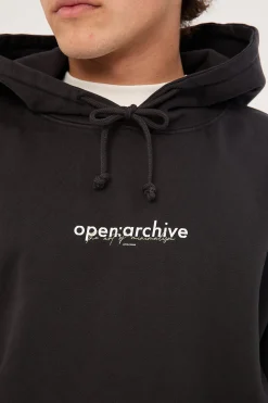 Minimal Boxy Hoodie Washed Black