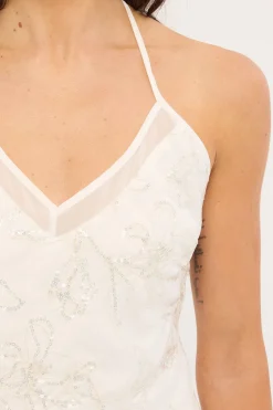 Mirabel Halter Cowl Top White