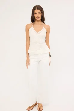 Mirabel Halter Cowl Top White