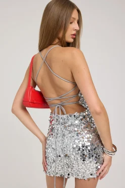 Mirror Mirror Sequin Mini Dress Silver
