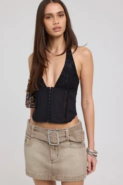 Misbehave Denim Micro Skirt Dijon