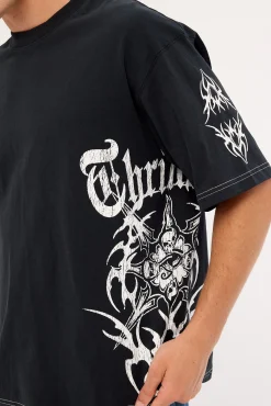Misfortune Box Fit Oversize Cropped Tee Washed Black
