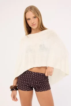 Misty Knit Poncho Off White