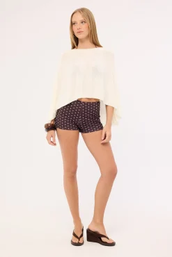 Misty Knit Poncho Off White