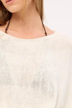 Misty Knit Poncho Off White