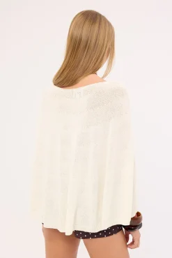 Misty Knit Poncho Off White