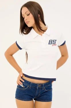 Mock Layer Polo Mini Tee White