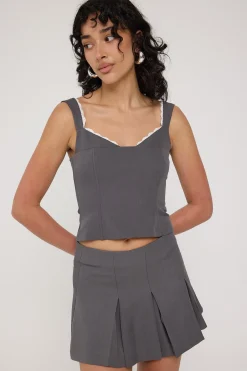 Model Me Lace Back Corset Top Dark Grey