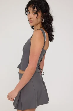Model Me Pleat Mini Skirt Grey