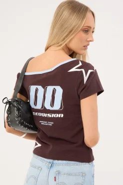 Modulate Off Shoulder Top Brown