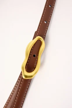 Molten Gold Thin Belt Brown