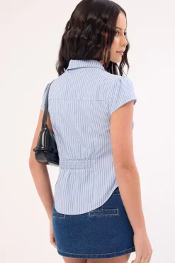 Mon Cheri Blouse Baby Blue Stripe