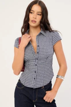 Mon Cheri Blouse Navy Check