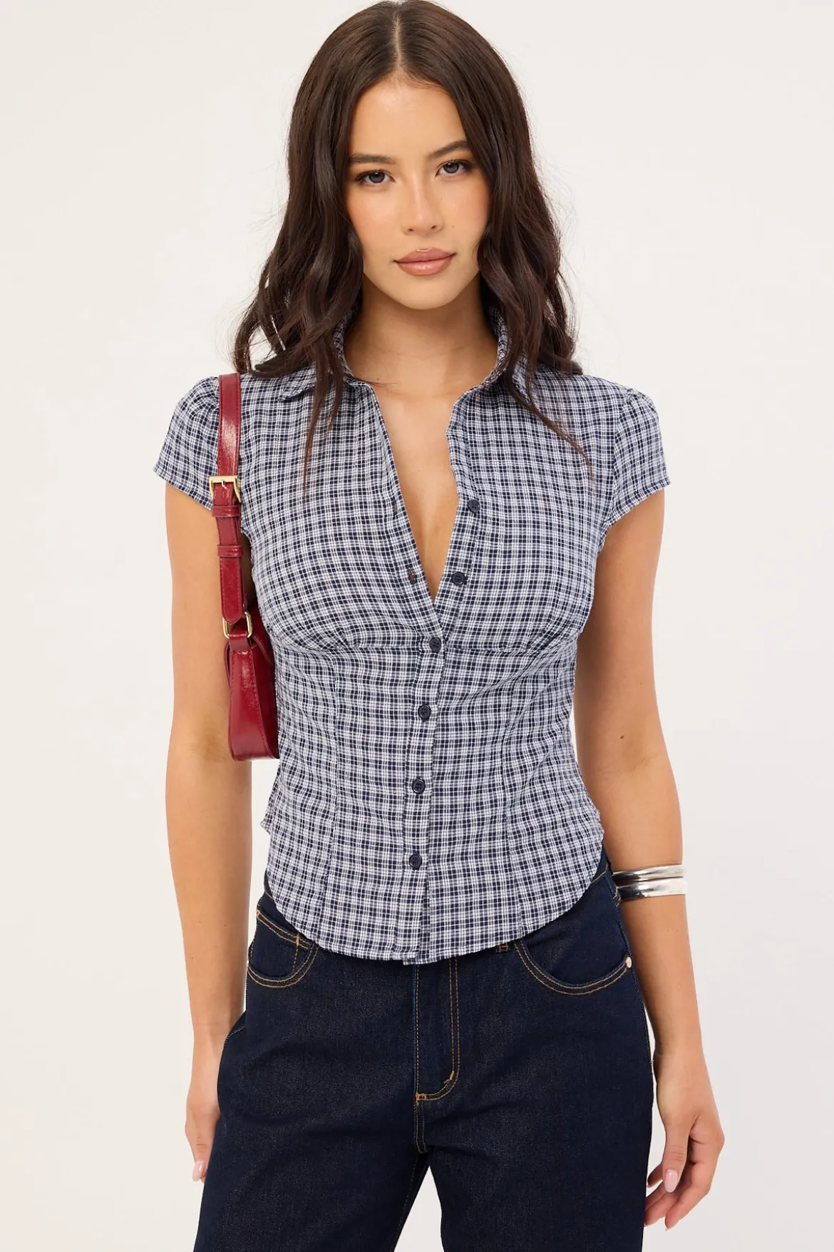 Mon Cheri Blouse Navy Check