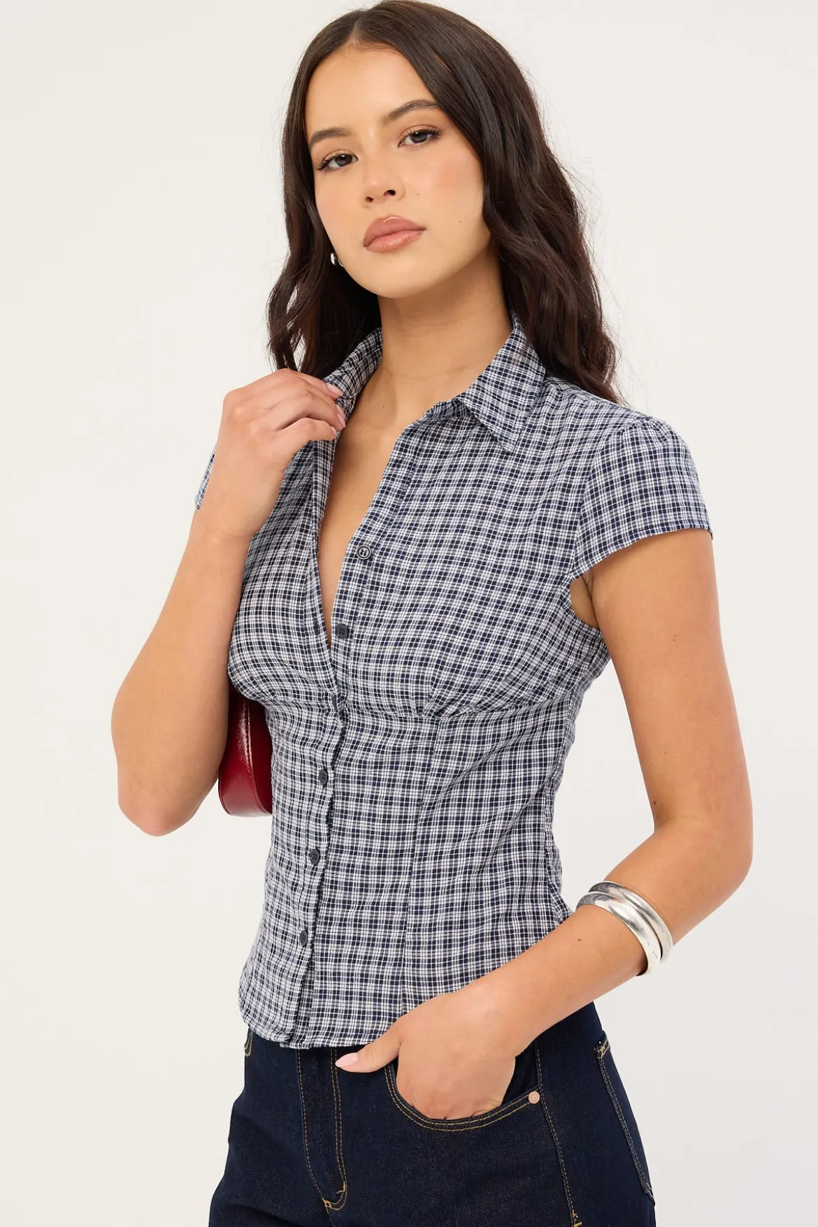 Mon Cheri Blouse Navy Check