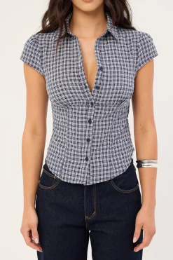 Mon Cheri Blouse Navy Check