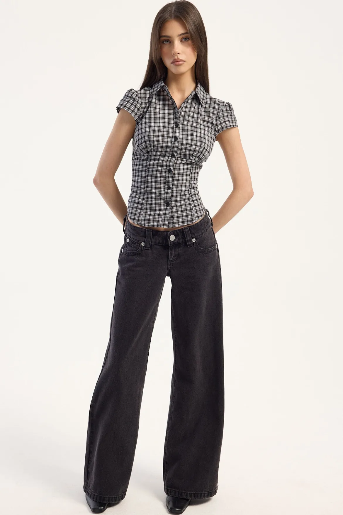 Mon Cheri Blouse Noir Plaid