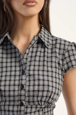 Mon Cheri Blouse Noir Plaid