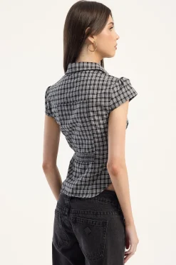 Mon Cheri Blouse Noir Plaid