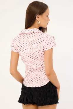Mon Cheri Blouse Pink Polka