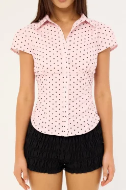Mon Cheri Blouse Pink Polka